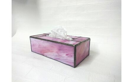 ステンドグラスのボックスティッシュケース（高さ10cm） ﾏｰﾌﾞﾙﾌﾞﾙｰ