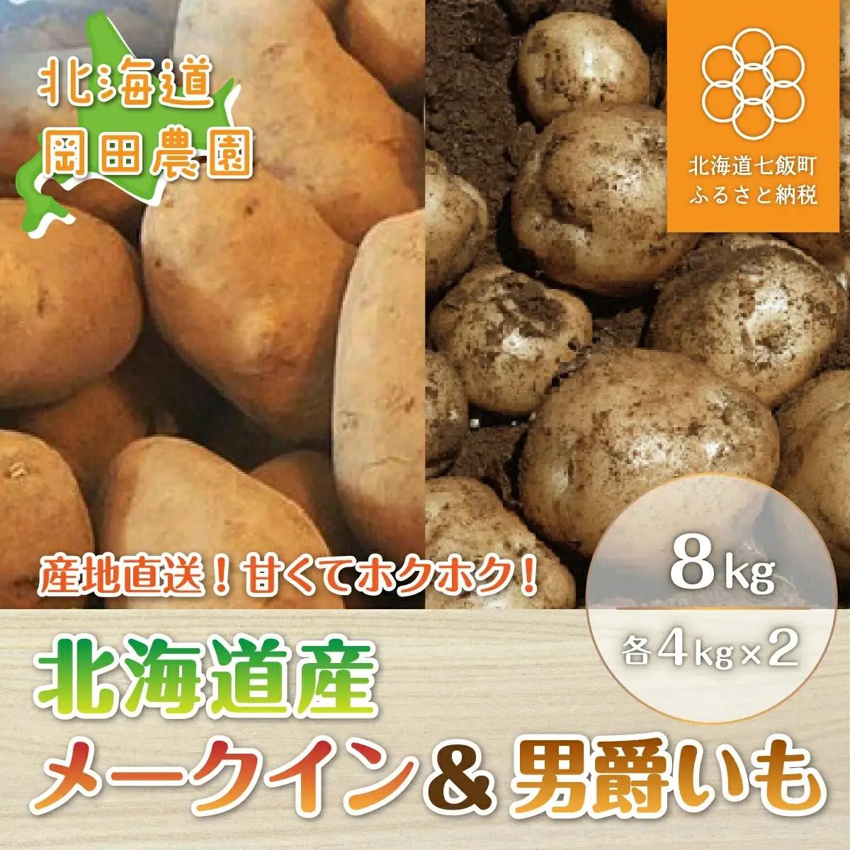 【先行予約 令和8年10月上旬発送】北海道産じゃがいも8kgセット（メークイン4kg、男爵4kg） NAZ001