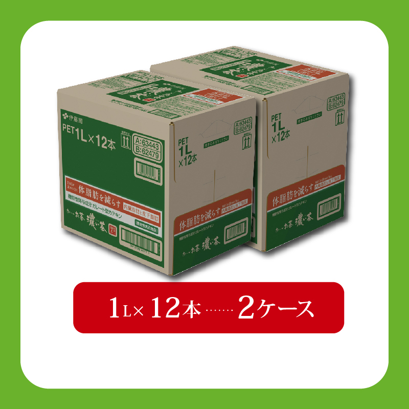 ＜選べる内容量＞ おーいお茶 濃い茶 計24本 1L × 12本 2ケース お届け 防災備蓄 茶 ペットボトル 飲料 緑茶 機能性表示食品 お茶 おちゃ ペットボトル飲料 ドリンク 飲み物 飲みもの 