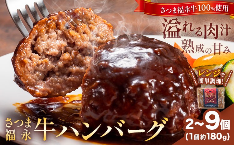 
                  さつま福永牛 ハンバーグ 選べる個数 2個～9個 個包装 福永畜産《30日以内に出荷予定(土日祝除く)》鹿児島県 さつま町 和牛 福永牛 牛 牛肉 ハンバーグ
                