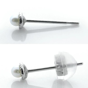 ピアス 天然 ベビー パール ペア ミル打ち スタッド ダブルロックキャッチ【K10WG】P-128（KRP）D-1412