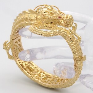 【ふるなび限定】K18/純白金(PT999) ルビー天翔龍バングル　HO-000124　FN-Limited-SP