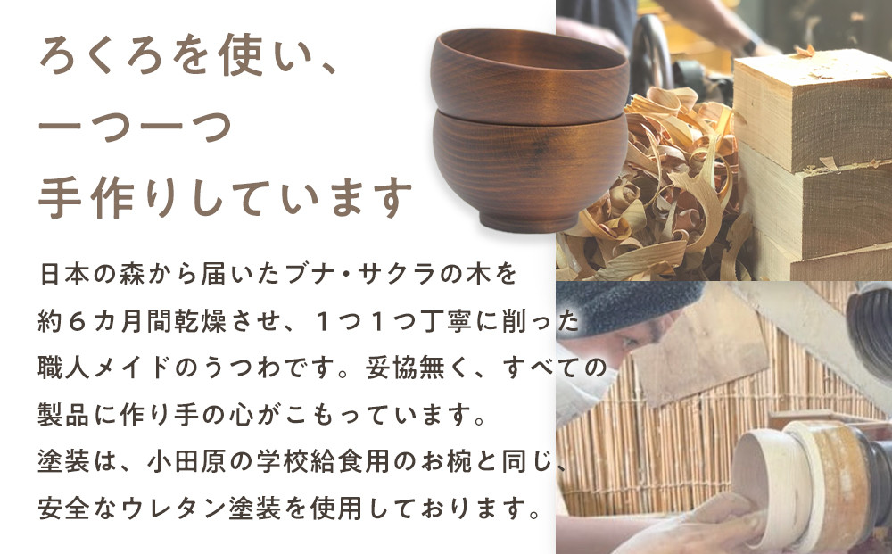 めいぼく椀テッラ小 2樹種セット(ブナ・サクラ)【めいぼく椀テッラ  10.5φ×6cm 手作り ウレタン塗装 国産天然木 おしゃれ プレゼント 記念 お祝い お椀 神奈川県 小田原市 】