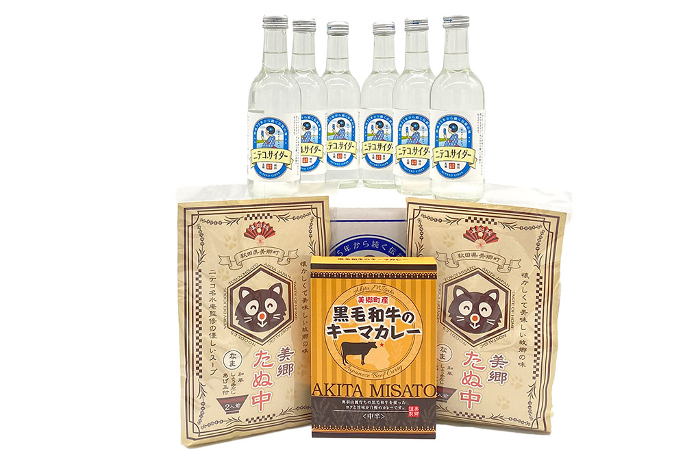 ニテコサイダー6本とたぬ中・キーマカレーのセット 炭酸飲料 カレー キーマカレー レトルト 中華麺