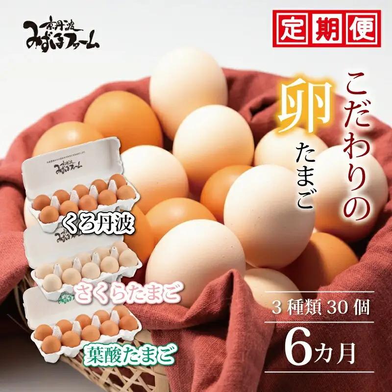 卵 3種類たまご 京丹波産鶏卵 30個 6回定期便