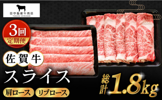 【全3回定期便】佐賀牛 スライス 600g ( 肩ロース・リブロース 各300g ) 【田中畜産牛肉店】 [HBH085]