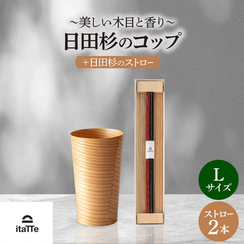 【ふるさと納税】日田杉「木のコップ」1個 「木のストロー」2本セット グラス 木製 タンブラー カップ コップ 食器 セット おしゃれ ストロー　日田市 / 株式会社高瀬文夫商店[ARCR002]