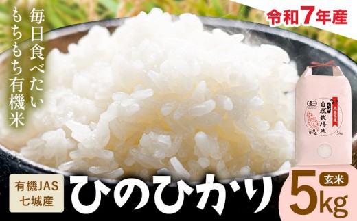 令和7年産 有機JAS 七城産ひのひかり 玄米 5kg 渡辺農産《30日以内に出荷予定(土日祝除く)》熊本県 菊池市 米 お米 精米 ひのひかり 菊池市産 熊本県産 九州産 送料無料