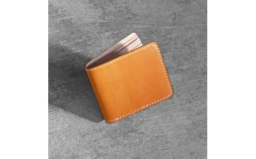 栃木レザー使用｜滑らか本革二つ折り財布｜Half wallet 01C｜キャメル｜minca（全7色）