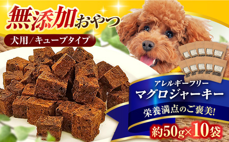 完全無添加ペットのおやつ マグロジャーキー 約50g×10袋（キューブタイプ）犬 猫 無添加 お菓子 おやつ ツナ 広川町 / 有限会社華 [AFBM004]