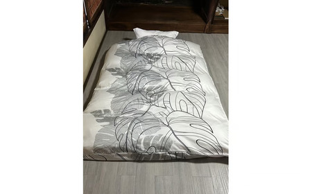 【高級】掛ふとんカバー　モンステラ　グレー　【シングル】150ｃｍ×210ｃｍ　日本製