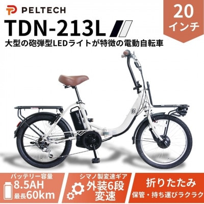 20インチ折畳電動アシスト自転車 シマノ6段 前後キャリア LED(TDN-213L)【グレイ】【配送不可地域：沖縄県】