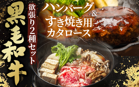 黒毛和牛欲張り2種セット［すき焼き用カタロース＆ハンバーグ］