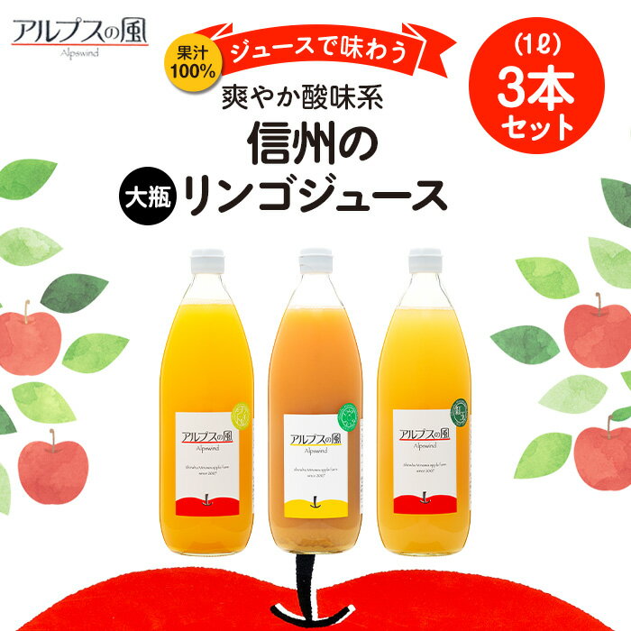 【ふるさと納税】果汁100％ジュースで味わう 信州のリンゴ 爽やか酸味系 大瓶 3本 セット 詰め合わせ ジュースで味わう信州のリンゴ 爽やか酸味 リンゴ りんご 林檎 アップル アップルジュース 無添加 飲料 飲料類 甘い 豊饒な香り 濃厚 長野 長野県 信州 こだわり 果汁 希少