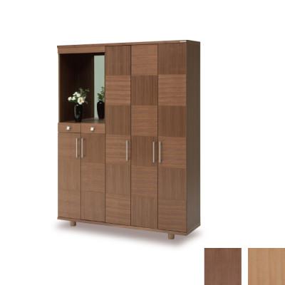 ふるさと納税 大川市 大川家具　国産製造シューズボックスリーフ ハイタイプ1500HOP 市松模様　ウォールナット/サクラ