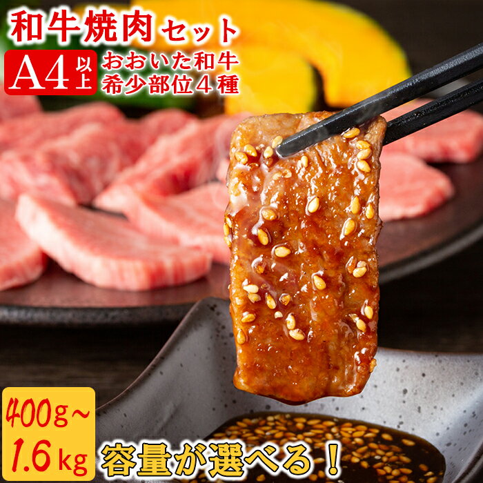 【ふるさと納税】おおいた和牛希少部位4種焼肉食べ比べセット[匠牧場]【容量が選べる！】400g〜1.6kg 牛肉 焼肉 牛 焼肉用 和牛 おすすめ 国産 赤身 食べ比べ おおいた和牛 バーベキュー ＜102-702＞