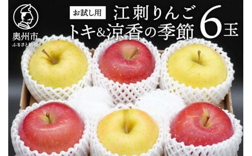 お試し用 江刺りんご 「トキ＆涼香の季節」 6玉 (各3玉入) フルーツ 林檎 少量 冷蔵配送 期間限定 数量限定 離島配送不可 [AQ093]
