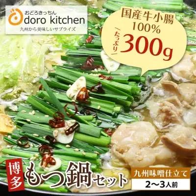 Y69-03 おどろきっちん 博多もつ鍋セット(九州味噌仕立て) 2～3人前 もつ鍋