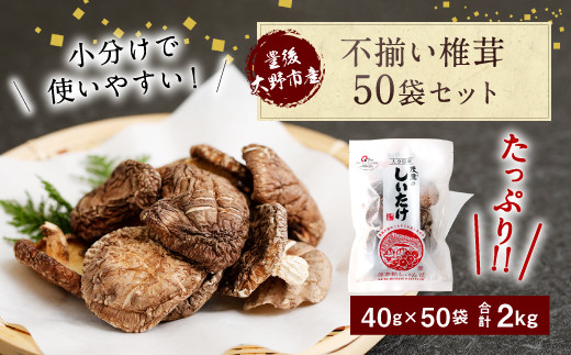 
015-963 不揃い 椎茸 50袋セット 40g×50袋 合計2kg 干し椎茸 乾燥 しいたけ ギフト
