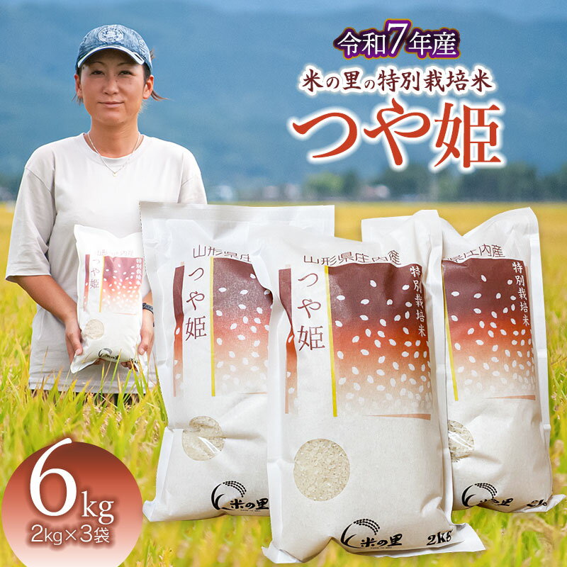【ふるさと納税】令和7年産【新米】 米の里の特別栽培米 つや姫 精米6kg（2kg×3袋）　山形県鶴岡市産　K-763