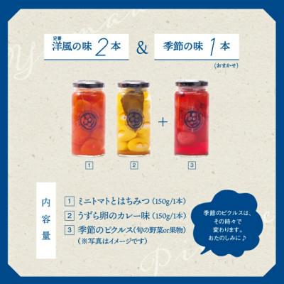 ふるさと納税 江津市 【やまあいピクルス】素材を生かした手作りピクルス 定番洋風2本+季節1本(おまかせ) |  | 03