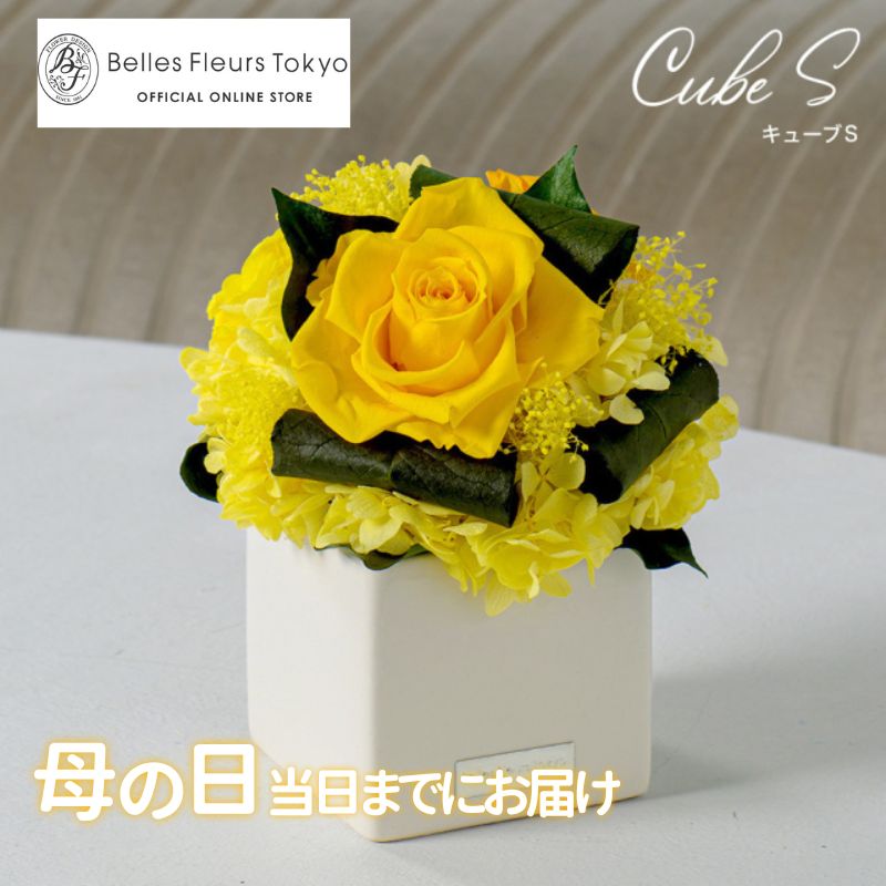 キューブS 花 お花 プリザーブドフラワー ギフト プレゼント お祝い 誕生日 お供え アレンジ インテリア 東京都 墨田区【ホワイト】