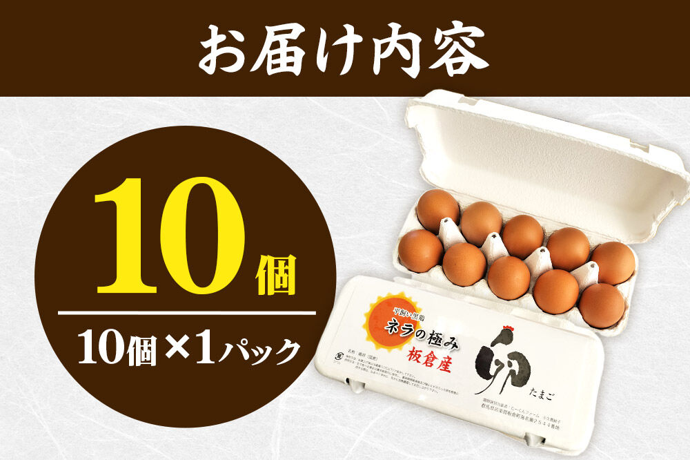 ネラの極み 卵 たまご 10個（10個×1パック） [ネラの極み 卵 たまご 玉子 タマゴ 黄身 濃厚 コク オランダ原産 黒鶏 群馬県 板倉町]