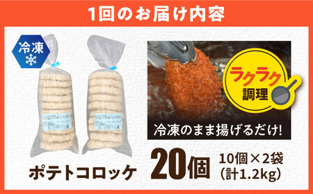 【全6回定期便】ポテトコロッケ 20個 1.2kg / コロッケ ポテトコロッケ 人気コロッケ 冷凍コロッケ 小分けコロッケ 【三富屋商事株式会社】 [AKFJ027]