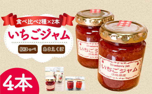 いちご ジャム あまえくぼ 紅ほっぺ 4本 各2本 セット ( 2026年 1月 発送開始 ) いちごジャム 期間限定 人気 果物 フルーツ 新鮮 旬 冬 春 ケーキ ショートケーキ デザート ギフト 贈り物 贈答 イチゴ 苺 ストロベリー 徳島県 吉野川市 あんいちご園