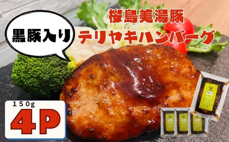 W-0409／鹿児島県産 桜島美湯豚　てりやきソース ハンバーグ 150g×4個