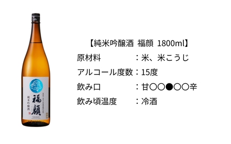 純米吟醸 福顔 1800ml×2本 化粧箱入 日本酒 一升瓶 [福顔酒造]【019S059】