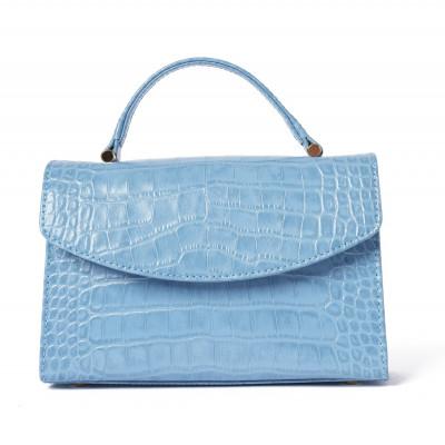 ふるさと納税 御代田町 【濱野皮革工藝 HAMANO バッグ】プティ・フォルム クロコDUE(スカイブルー×ゴールド)