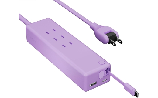 CIO 電源タップ マルチタップ 延長コード 1.5m USB-C×2 USB-A×1  Mate Tap002 エアリーパープル｜小型 軽量 おしゃれ 便利 [2671]