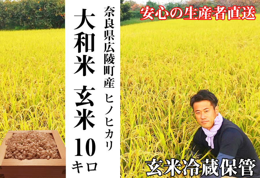 【新米先行受付】【令和6年度産】【10月下旬より順次発送予定】 色彩選別加工済大和米 奈良県広陵町ヒノヒカリ玄米10kg/// ひのひかり ヒノヒカリ ブランド米 玄米 ご飯 お米 大和米 おにぎり おむすび 安心 安全 美味しい 人気 直送 奈良県 広陵町