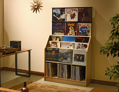 レコードディスプレイラック RCS1030N 木目ナチュラル 《サイズ幅103×奥行34.5×高さ171.5（cm） 重量27kg》 【レコードジャケットを楽しめるディスプレイ 約420枚】組立式 お