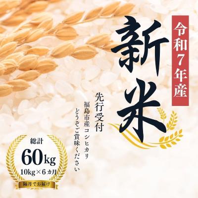ふるさと納税 福島市 【令和7年産新米先行受付】大文字屋米穀店【定期便6回】コシヒカリ 10kg　精米　No.1499