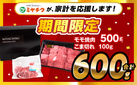 宮崎牛モモ焼肉・宮崎県産黒毛和牛こま切れ(計500g)　肉 牛 牛肉