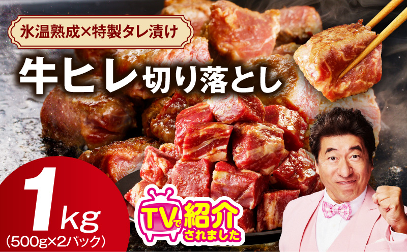 【訳あり】牛ヒレ肉 切り落とし 1kg【スピード発送 小分け 500g×2P 氷温熟成×特製ダレ サイズ不揃い やわらか ステーキ ひと口サイズ カット済み 大阪 泉佐野 大阪府 泉佐野市】