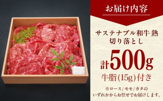 肉 サステナブル和牛 熟 切り落とし(モモ/カタ/ロース） 500g  | サステナブル和牛 切り落とし 牛肉 肉 和牛 サステナブル 焼肉用 ステーキ 焼肉 ロース モモ 熟成 旨味 濃厚 ジューシ