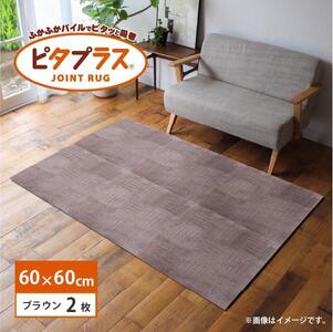 洗えるジョイントマット 60×60cm ブラウン 2枚組 ピタプラス 吸着 キッチンマット ラグ