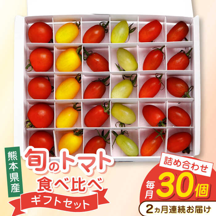 【ふるさと納税】【全2回定期便】【期間限定】熊本県産 減農薬栽培 トマト ミディトマト 詰め合わせ 30個セット 食べ比べ ギフトセット 産地直送 ミニトマト 野菜 やさい 新鮮 プチトマト 詰め合わせ セット ギフト プレセント 贈答用【矢仁田農園】[YDE006]