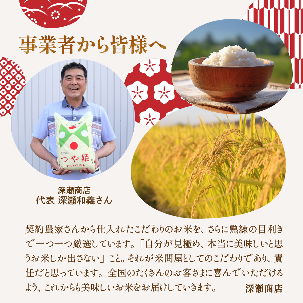 【令和7年産米】※2026年10月前半発送※ 特別栽培米 つや姫10kg 山形県 東根市産 深瀬商店提供 hi053-036-101 2026年10月前半発送