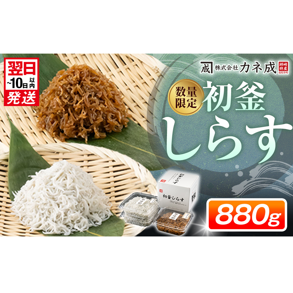 しらす 880g ( しらす 300g × 2 パック 佃煮 280g ) セット 釜揚げ 初釜 減塩 無添加 無着色 冷凍 愛知県 南知多町 しらす しらす干し ちりめん シラス ご飯 ごはん 丼 料理 国産 新鮮 カネ成 人気 おすすめ 小分け