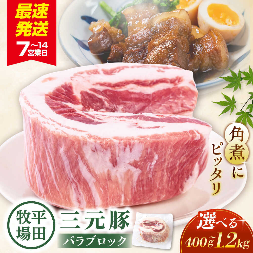 【ふるさと納税】【選べる内容量】平田牧場 バラブロック 400g～1.2kg 《喜茂別町》【平田牧場】 肉 豚肉 バラ ブロック 煮豚 酢豚 煮物 冷凍配送 選べる えらべる 北海道 平田牧場 三元豚 [AJAP072] 6000 6000円 6千円 7000 7000円 7千円 13000 13000円