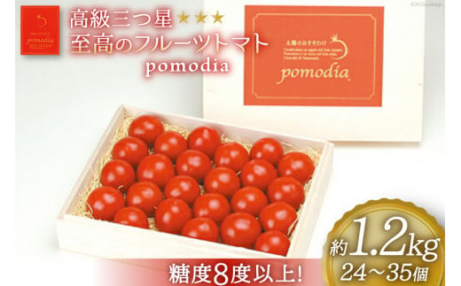 
高級 三つ星 至高のフルーツトマト pomodia ポモディア 約1.2kg（24～35個）/ 農事組合法人 た・から / 山梨県 中央市
