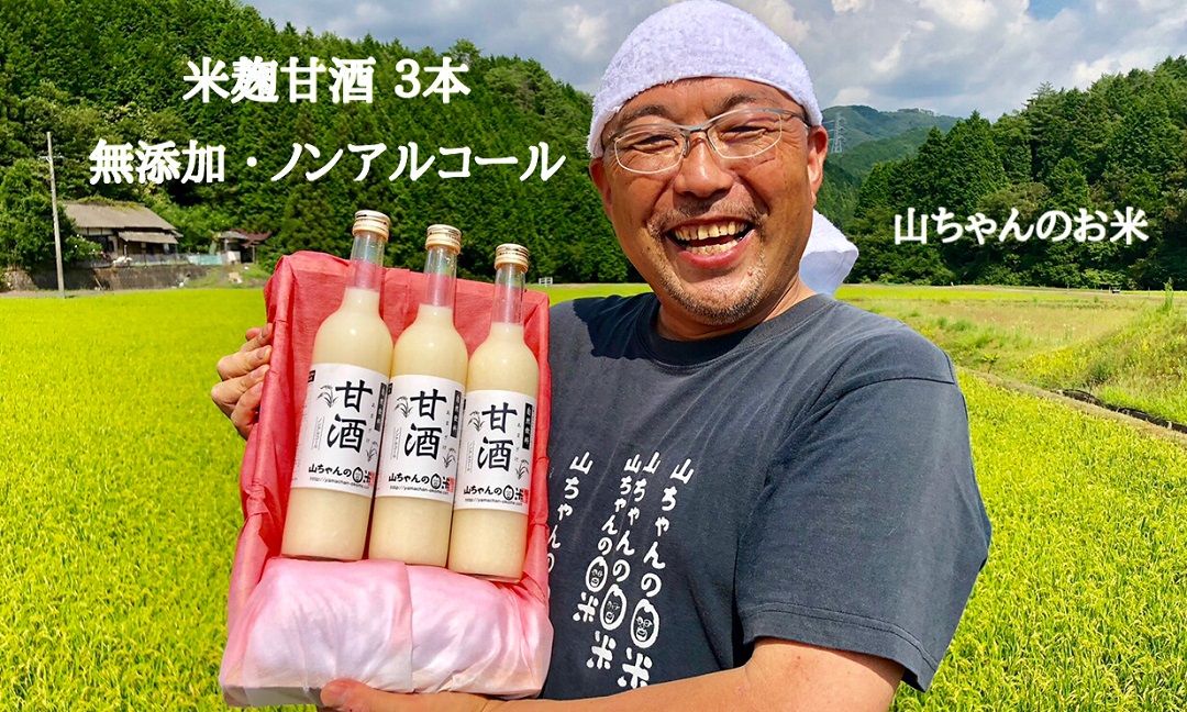 『無添加』山ちゃんの甘酒 500ml　3本セット　ノンアルコール・米麹・お米・飲む点滴