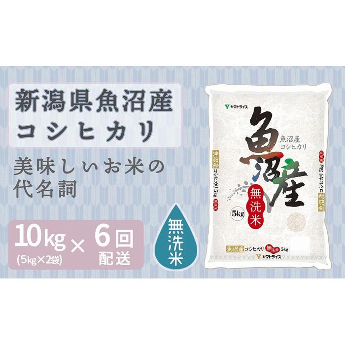 【ふるさと納税】【定期便全6回】無洗米新潟県魚沼産コシヒカリ10kg（受注の翌月から毎月配送）｜新潟県　新潟　魚沼　無洗米　こしひかり　米　おこめ　お米 | お米 こめ 白米 食品 人気 おすすめ 送料無料