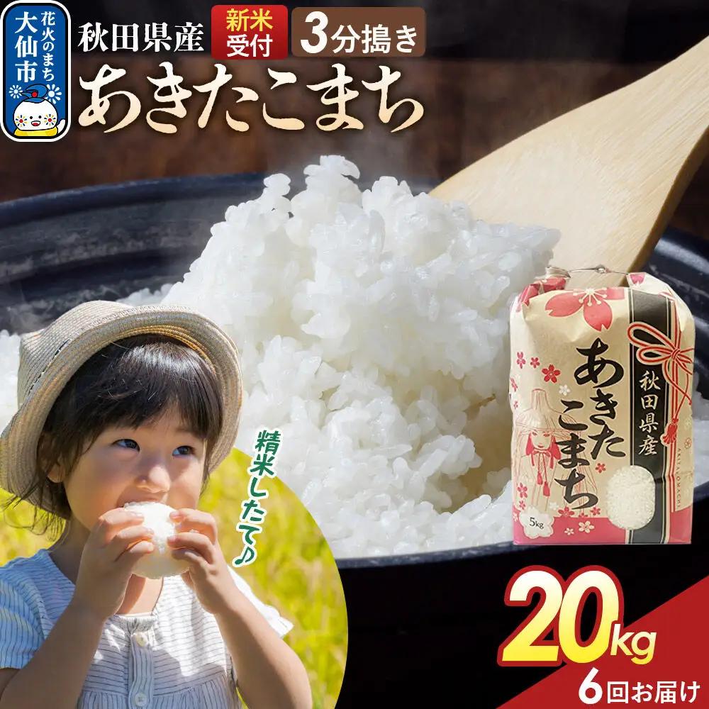 《令和8年産新米予約》 《定期便6ヶ月》【3分搗き】あきたこまち 20kg（5kg×4） 秋田県産 こまちライン 秋田県 大仙市産