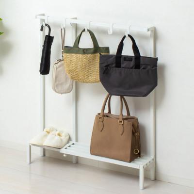 ふるさと納税 海南市 コンパクト伸縮カバンラック(ホワイト)薄型　AKU105645401