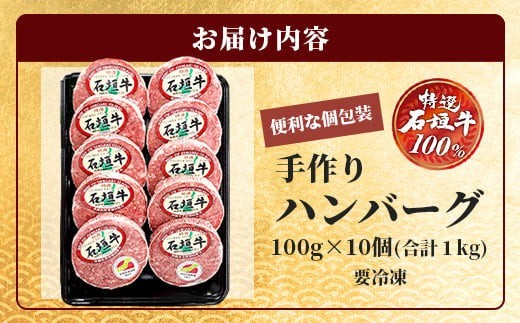 石垣牛ハンバーグセット100g×10個＜2025年11月発送＞| 国産 石垣牛100% 沖縄 石垣島産 高級 黒毛和牛 ビーフ ハンバーグセットA-06_11